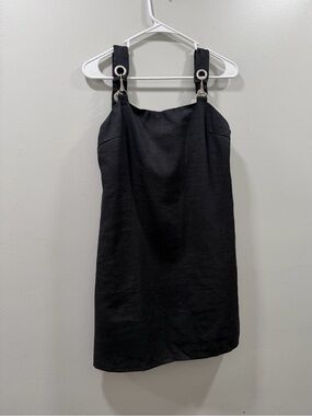 LF SEEK black Mini Dress with Ring-Detail Straps grommet straps S new